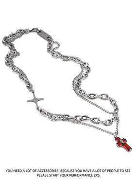 双层十字架星星吊牌项链