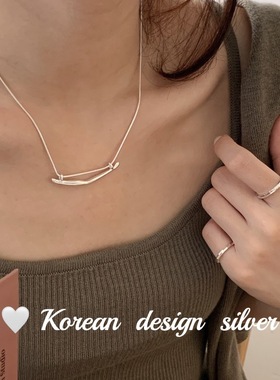 韩版ins风饰品 S925纯银圆蛇骨项链树枝小众设计高级感女款锁骨链