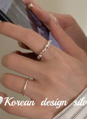 韩版时尚ins风饰品 S925纯银个性不规则珠珠戒指高级感小众设计感