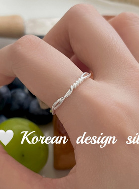 日系韩版小众清新简约开口指环 S925纯银简约线条缠绕戒指女叠戴