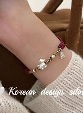 2026年秋冬新款生肖银饰品 999足银招财纳福小马红绳显白新年叠戴