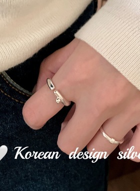 韩版小众冷淡风银饰品 S925纯银简约圆珠戒指小众设计高级感叠戴