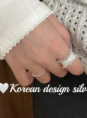 韩系ins风小众设计感银饰 S925纯银精致不规则编织戒指高级感百搭