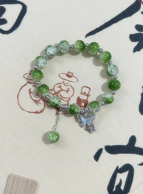 新中式古风串珠弹力绳手串甜美玻璃珠珠手串夜市摆摊手饰