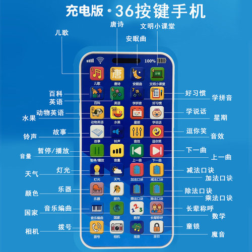 儿童手机玩具婴儿仿真电话宝宝益智早教模型小孩可啃咬音乐按键 - 图0