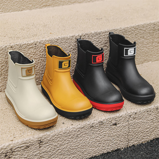 Модные мужские резиновые сапоги, водонепроницаемые, нескользящие, универсальные для поездок на работу.