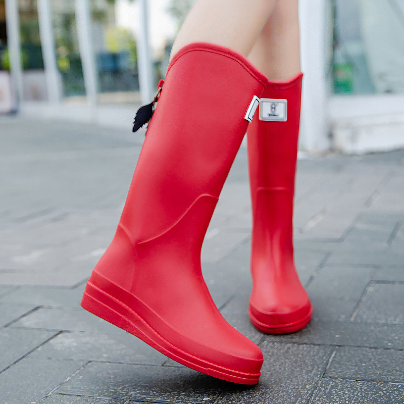 雨鞋女款秋冬时尚雨靴防水鞋防滑水鞋女长筒通勤水靴洋气加绒保暖-图1