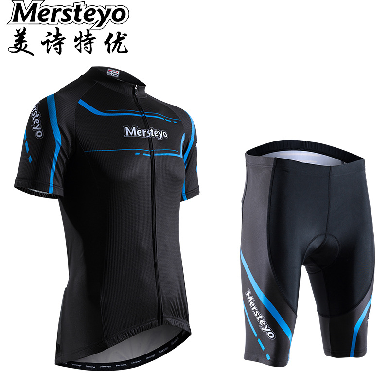 mersteyo/美诗特优男夏季骑行服短袖套装自行车骑行衣服短裤定制 - 图1