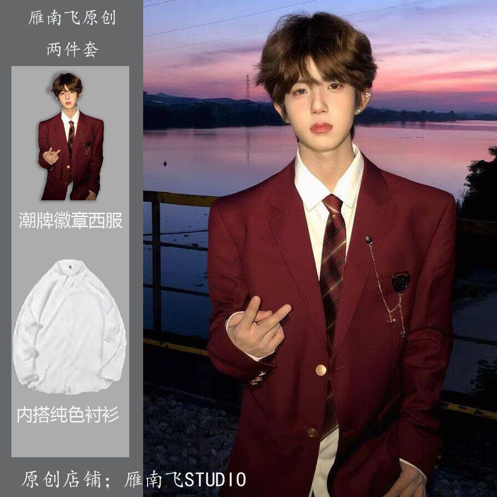 2026年春秋dk制服套装男原创徽章西装男生西装外套成人礼毕业学生
