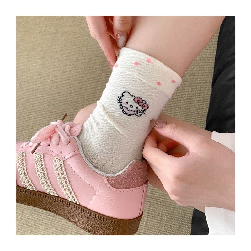春秋季2025新款粉色猫咪袜甜美可爱潮流百搭学院风学生中筒女袜,淘宝优惠券,粉丝福利购,淘宝优惠卷