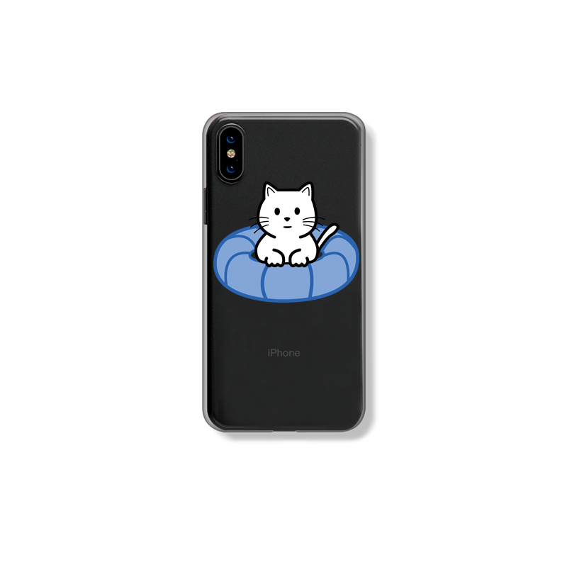 原创泳圈猫咪13手机壳苹果12硅胶Ins潮女适用iphone11Pro全包迷你 - 图0