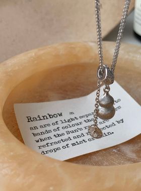 S925纯银拉丝葫芦钱币流苏项链女款复古中古风高级感小红书锁骨链