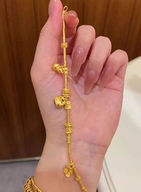 越南沙金小胖福小葫芦盘缠手链男女款轻奢复古百搭手蹦迪手串批发