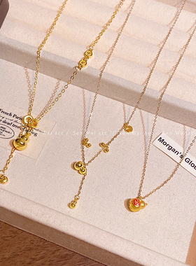 金色福字葫芦吊坠项链女轻奢气质高级感锁骨链气质时尚百搭配饰品
