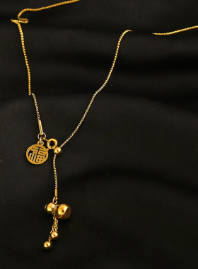 温鉴ins潮抖音同款福葫芦钛钢项链女个性设计感创意时尚锁骨链颈