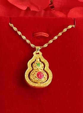 直播引流旋转葫芦项链女轻奢合金电镀保色福字滴油葫芦吊坠送女友