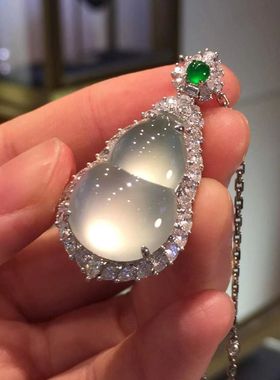 仿玉髓纯净细腻的玻璃种葫芦吊坠镀S925银气质时尚简约百搭女批发