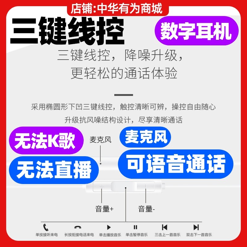 Huawei/华为 CM33 Mate70/80/70pro数字音频耳机原装有线TypeC版 - 图1