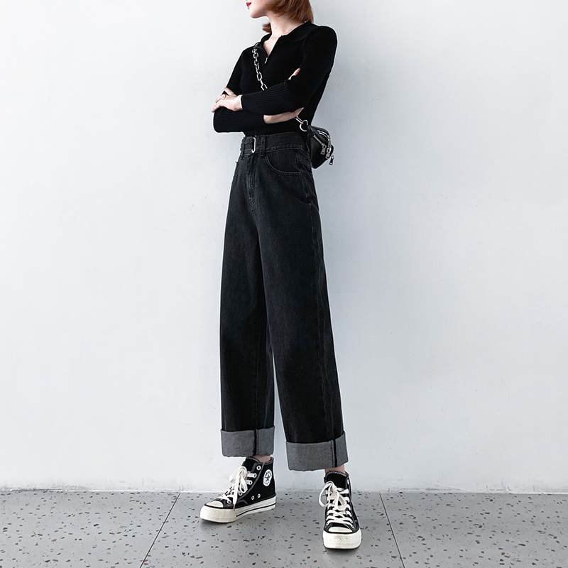 直筒2020年秋冬新款宽松的牛仔裤 未羽服饰牛仔裤