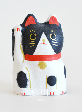 日本进口大门屋和纸套娃招财猫咪摆件可爱居家玄关开业生日礼物