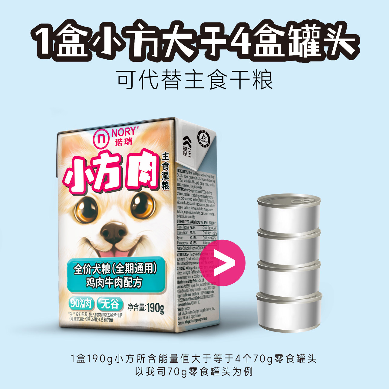 诺瑞主食湿粮利乐包成犬幼犬鸡肉牛肉狗罐头泰迪金毛零食肠胃通用,淘宝优惠券,粉丝福利购,淘宝优惠卷