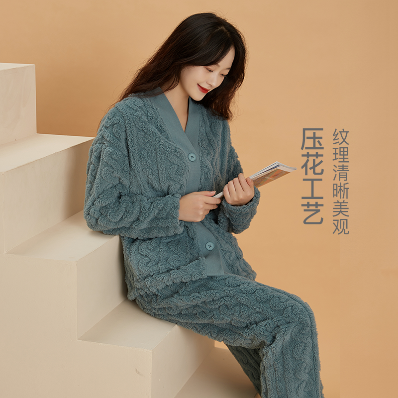 网易严选压花珊瑚绒居家服毛绒睡衣 网易严选睡衣/家居服套装