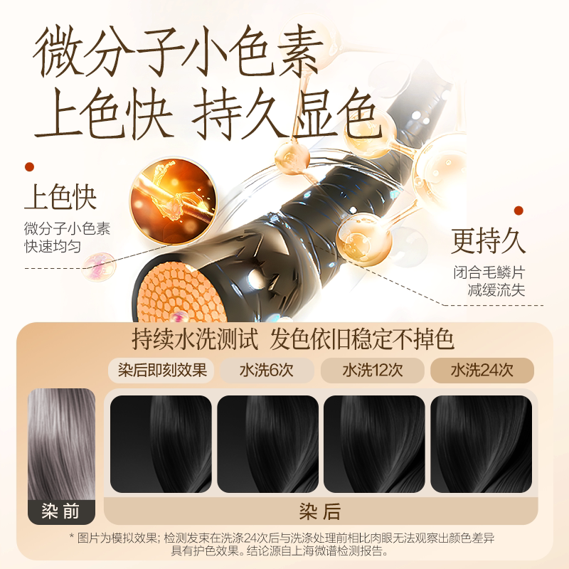 【方芳同款】网易严选一梳染发膏人参根黑茶色植物遮染发梳盖白