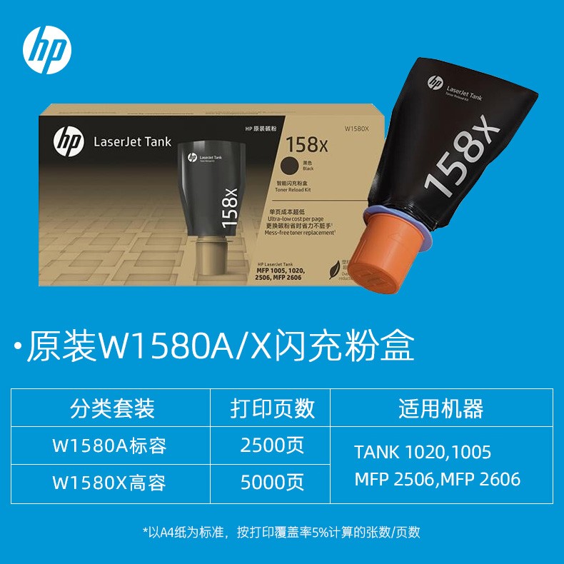 原装hp惠普158A粉盒Tank1020 1005MFP 2506 2606闪充碳粉W1580x - 图2