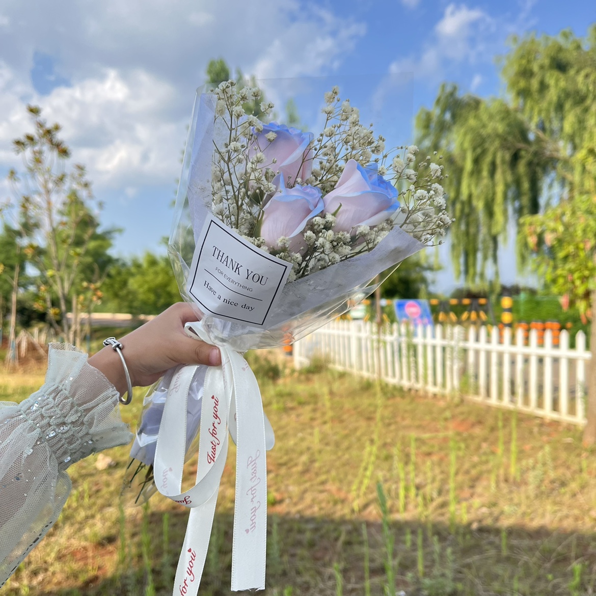 ins碎冰蓝玫瑰仿真香皂花永生花束送闺蜜肥皂花拍照生日礼物毕业-图1