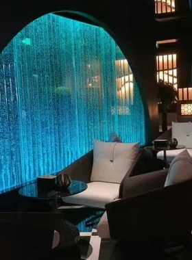 大厅水幕隔断背景 水幕墙屏风隔断流水玄关轻奢简约