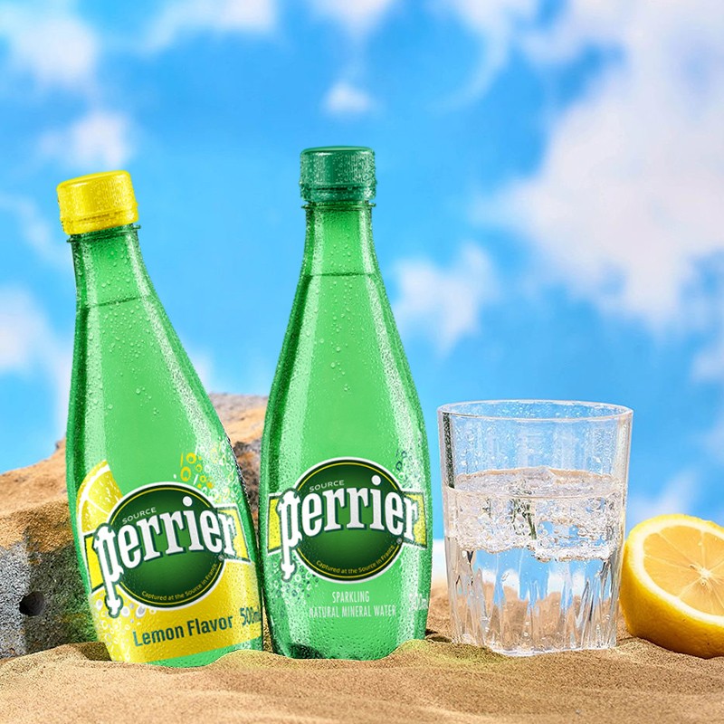 法国perrier进口巴黎水青柠味柠檬原味饮料330ml*24瓶气泡水矿泉 - 图2