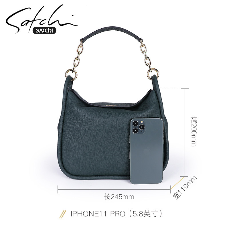 沙驰女包新款包包简约百搭真皮单肩包女士大气牛皮手提包女斜挎包 - 图3