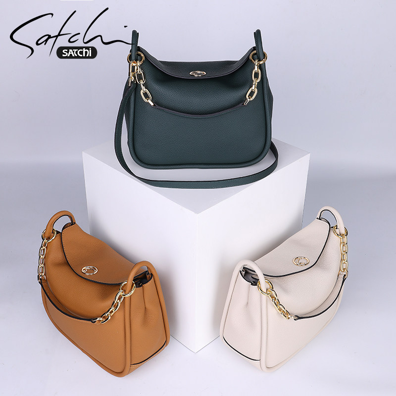 沙驰女包新款包包简约百搭真皮单肩包女士大气牛皮手提包女斜挎包 - 图0