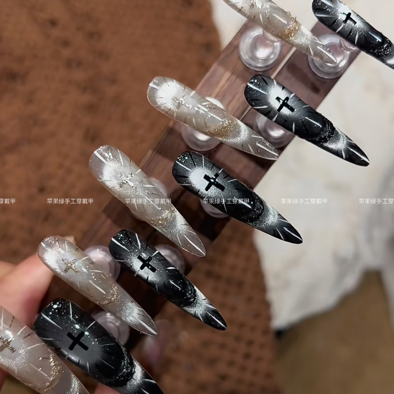 贝拉姐同款神谕圣光高级气质显白追光猫眼美甲成品贴片手工穿戴甲 - 图3