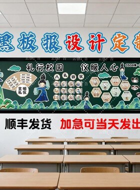 世界读书日古风主题黑板报装饰墙