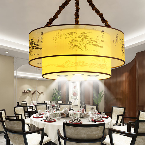 新中式国潮风网红羊皮吊灯火锅店大厅餐厅茶楼饭店餐饮装饰红灯笼 - 图0