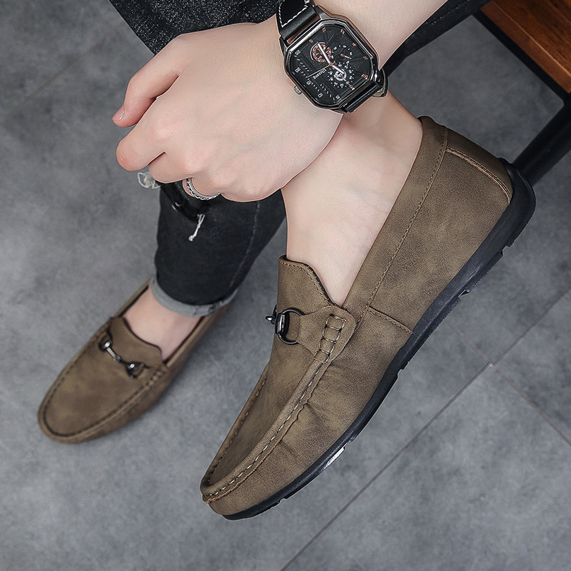 卡其色复古个性潮流男士休闲鞋一脚蹬豆丁鞋男豆豆鞋2025新款懒人,淘宝优惠券,粉丝福利购,淘宝优惠卷