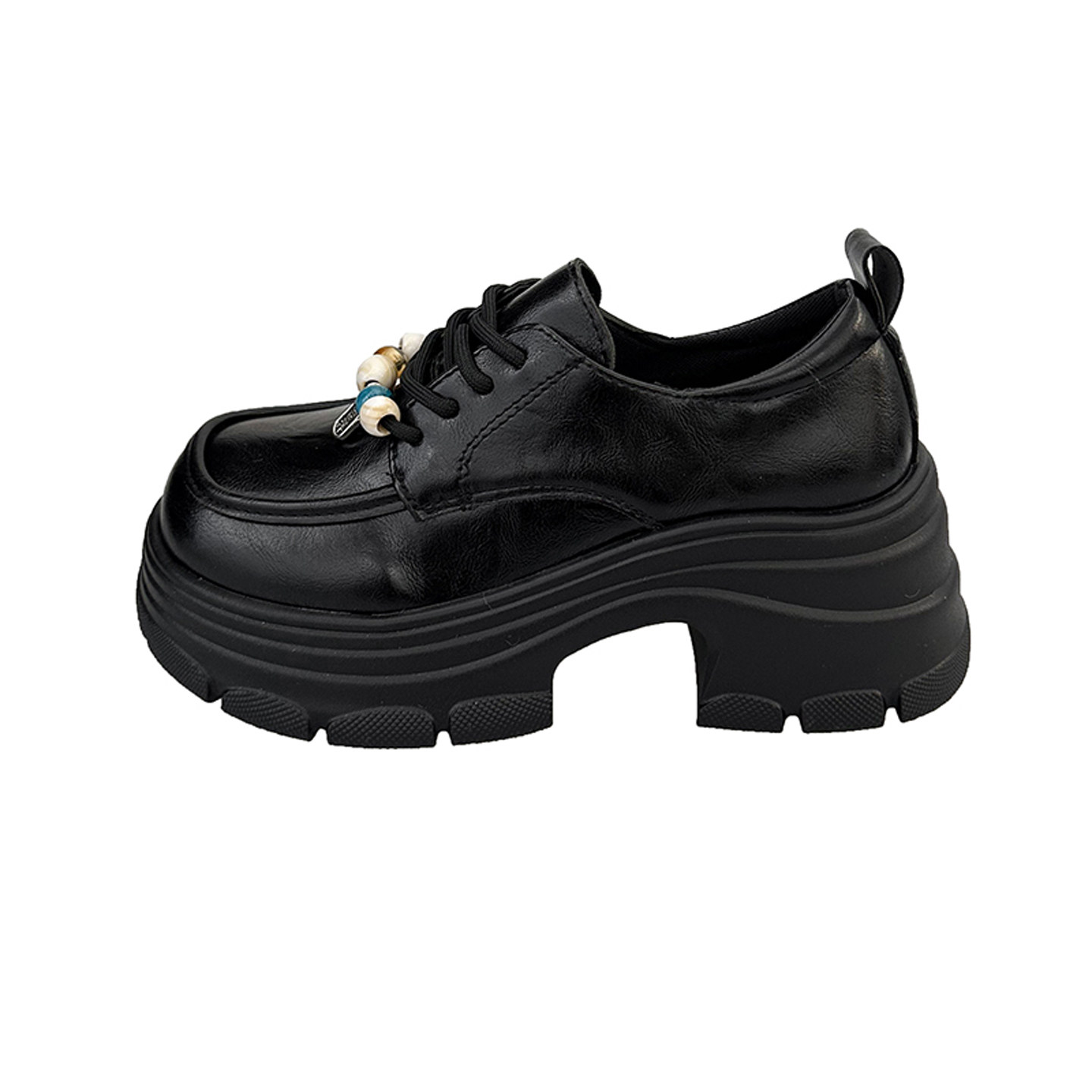 英伦黑色厚底系带小皮鞋女绝美深口单鞋2026新款春秋乐福玛丽珍鞋,淘宝优惠券,粉丝福利购,淘宝优惠卷