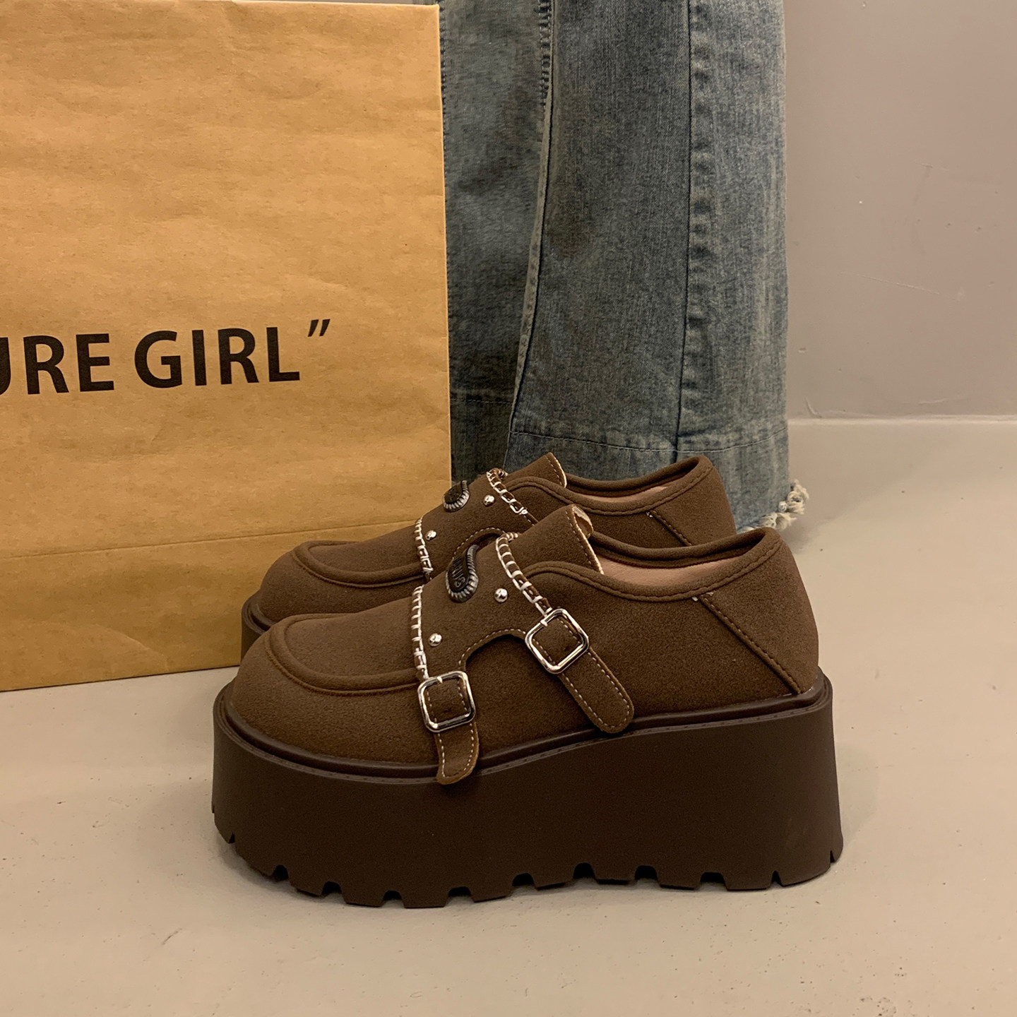 法式松糕厚底深口单鞋女春秋增高勃肯鞋2026超火新款乐福玛丽珍鞋,淘宝优惠券,粉丝福利购,淘宝优惠卷