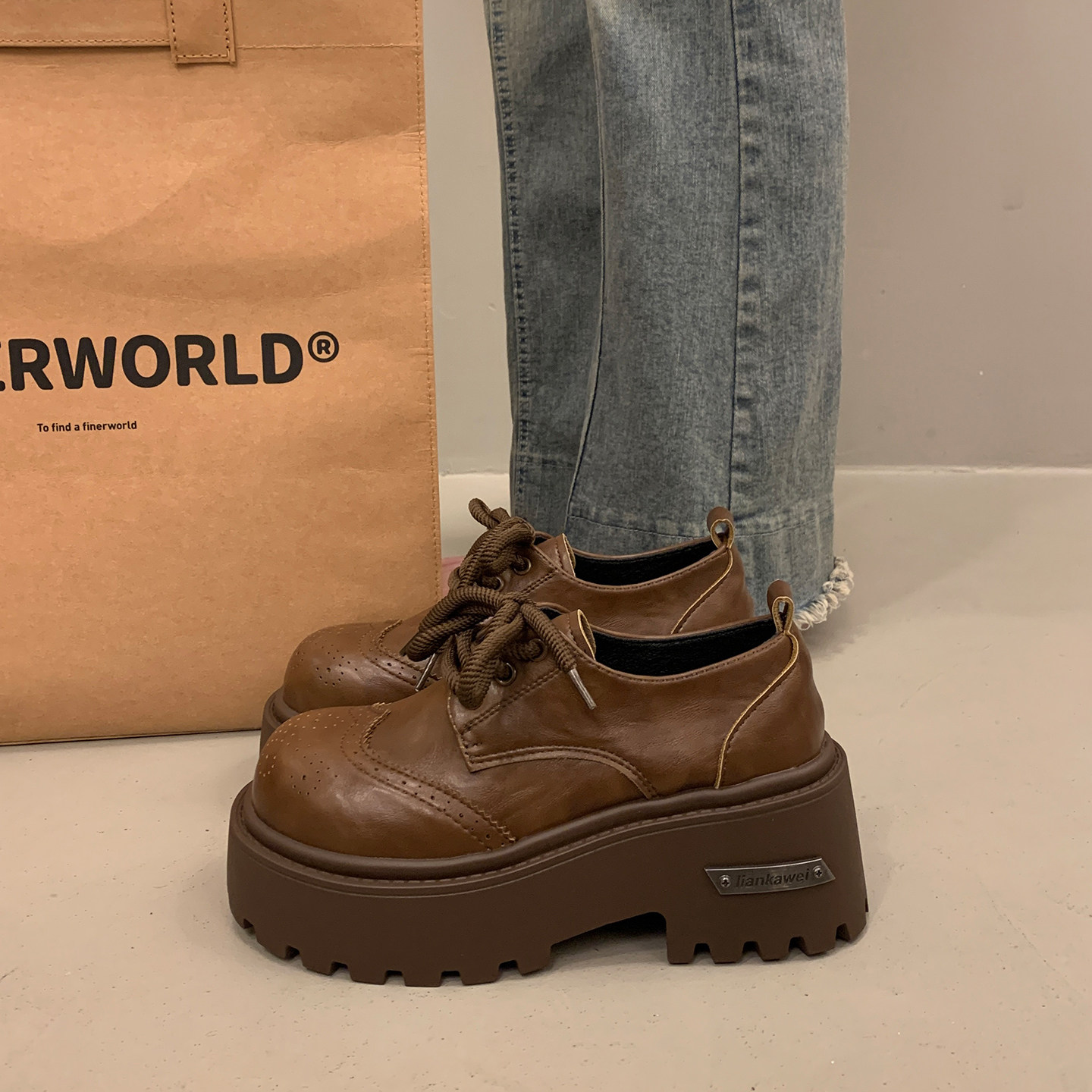 系带英伦厚底小皮鞋女深口单鞋2026新款春秋小众增高玛丽珍乐福鞋,淘宝优惠券,粉丝福利购,淘宝优惠卷