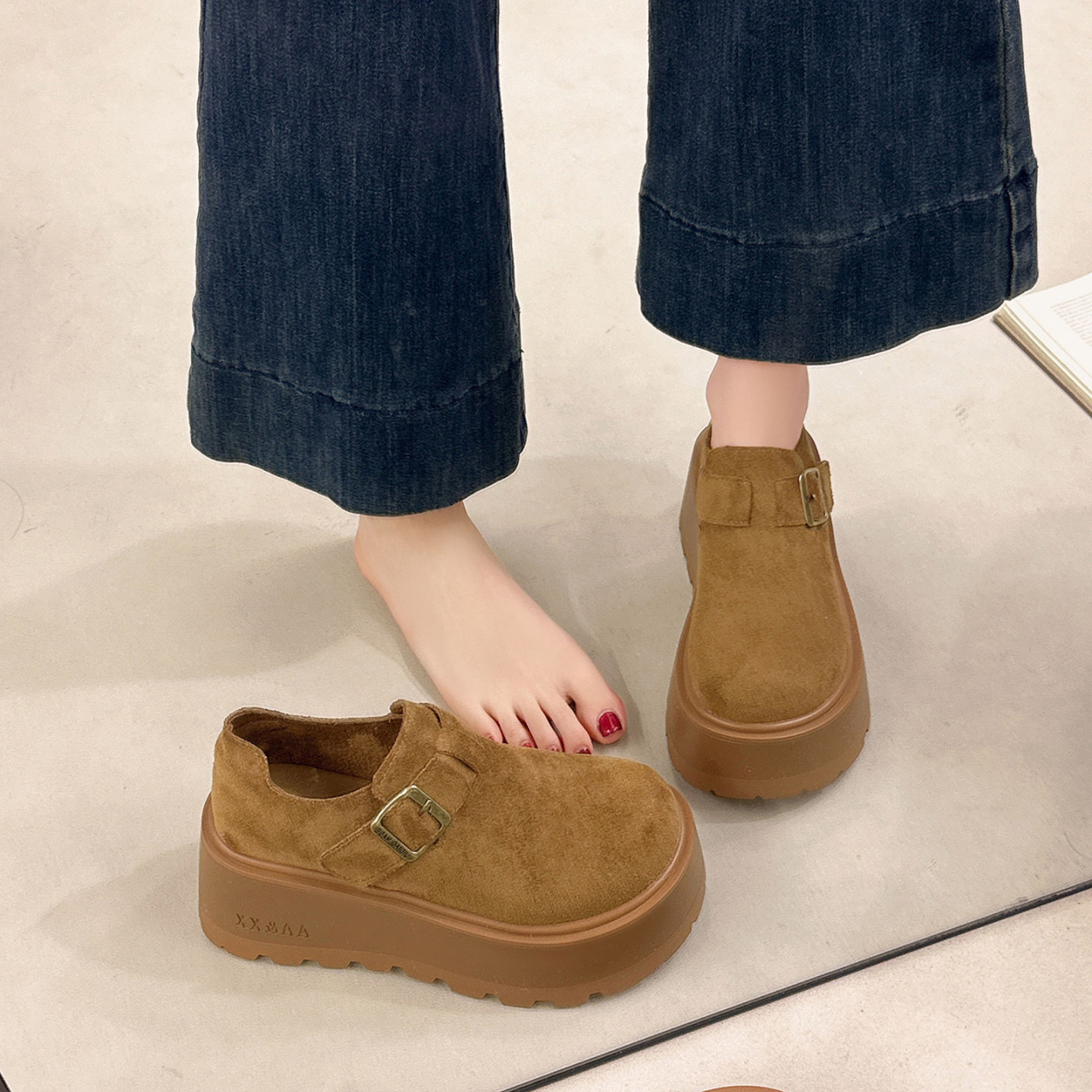 绝美松糕厚底深口单鞋女春增高勃肯鞋2026新款配裙子玛丽珍乐福鞋,淘宝优惠券,粉丝福利购,淘宝优惠卷