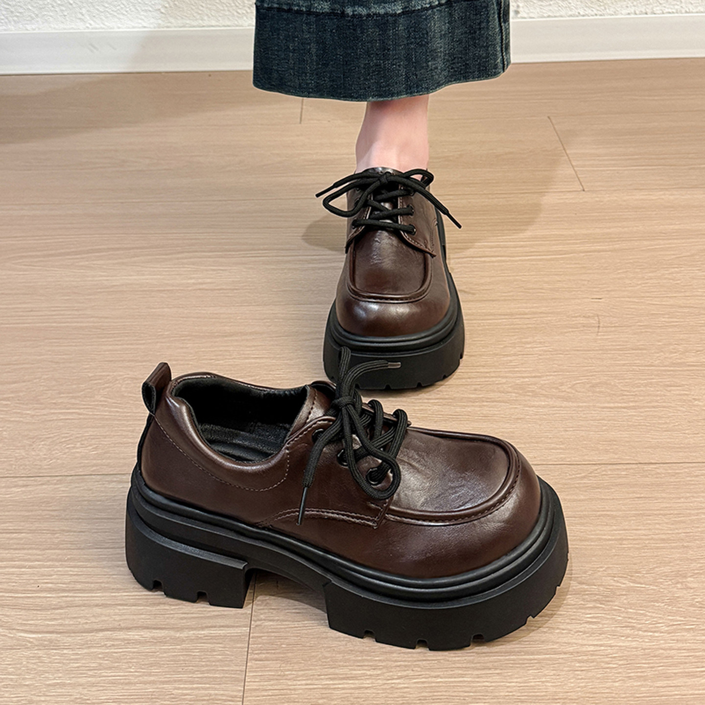 英伦风厚底系带小皮鞋女春秋绝美单鞋2026新款配裙子乐福玛丽珍鞋,淘宝优惠券,粉丝福利购,淘宝优惠卷