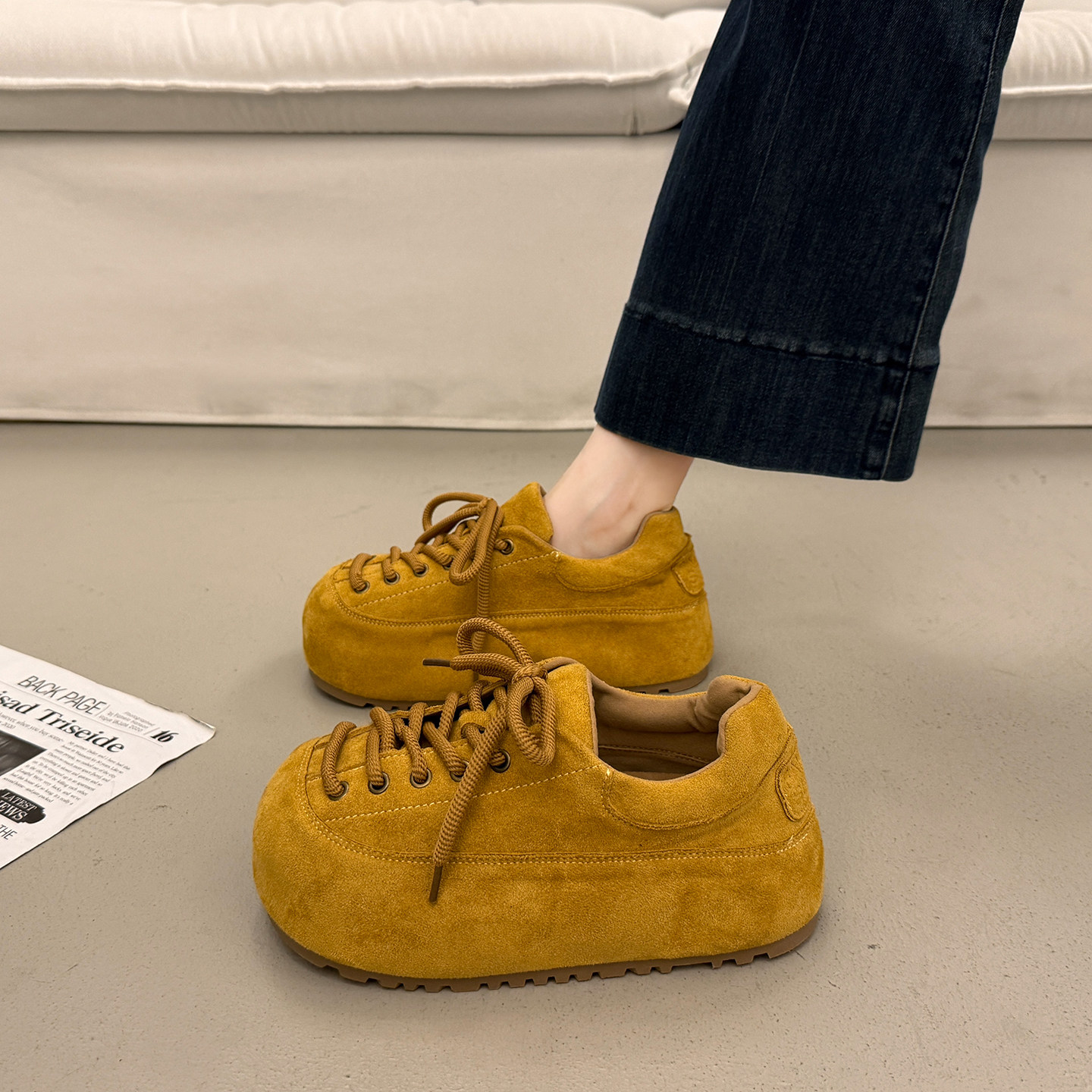 法式系带深口单鞋女秋冬厚底内增高勃肯鞋2025新款大头松糕面包鞋,淘宝优惠券,粉丝福利购,淘宝优惠卷