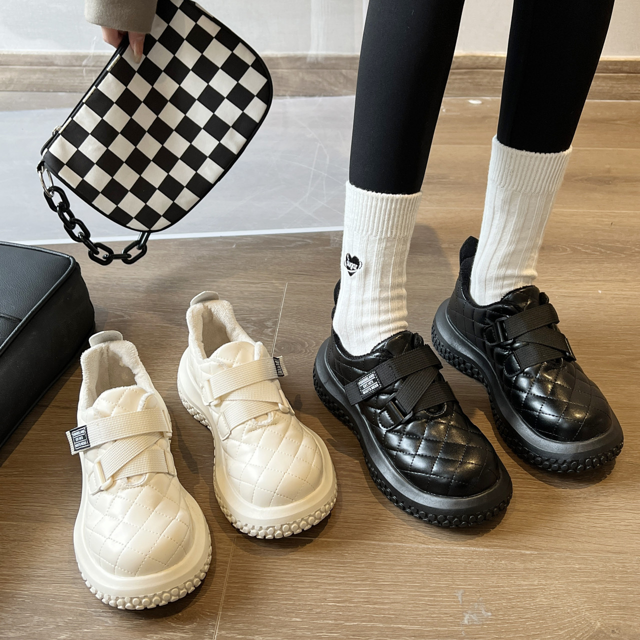 冬天毛毛鞋女2025冬季新款时尚百搭加绒一脚蹬豆豆保暖棉鞋乐福鞋,淘宝优惠券,粉丝福利购,淘宝优惠卷