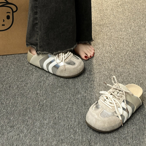 厚底增高德训勃肯鞋女2026新款春夏季女鞋子一脚蹬懒人包头半拖鞋 - 图2