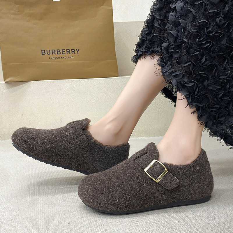 一脚蹬勃肯鞋女2025秋冬新款平底加绒保暖毛呢豆豆棉鞋懒人穆勒鞋,淘宝优惠券,粉丝福利购,淘宝优惠卷