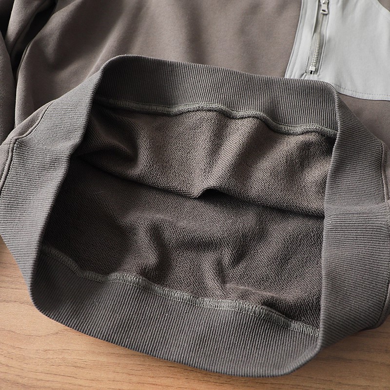 清仓！只要39！撞色拉链口袋！鱼鳞纹毛圈男士圆领休闲套头卫衣 - 图3