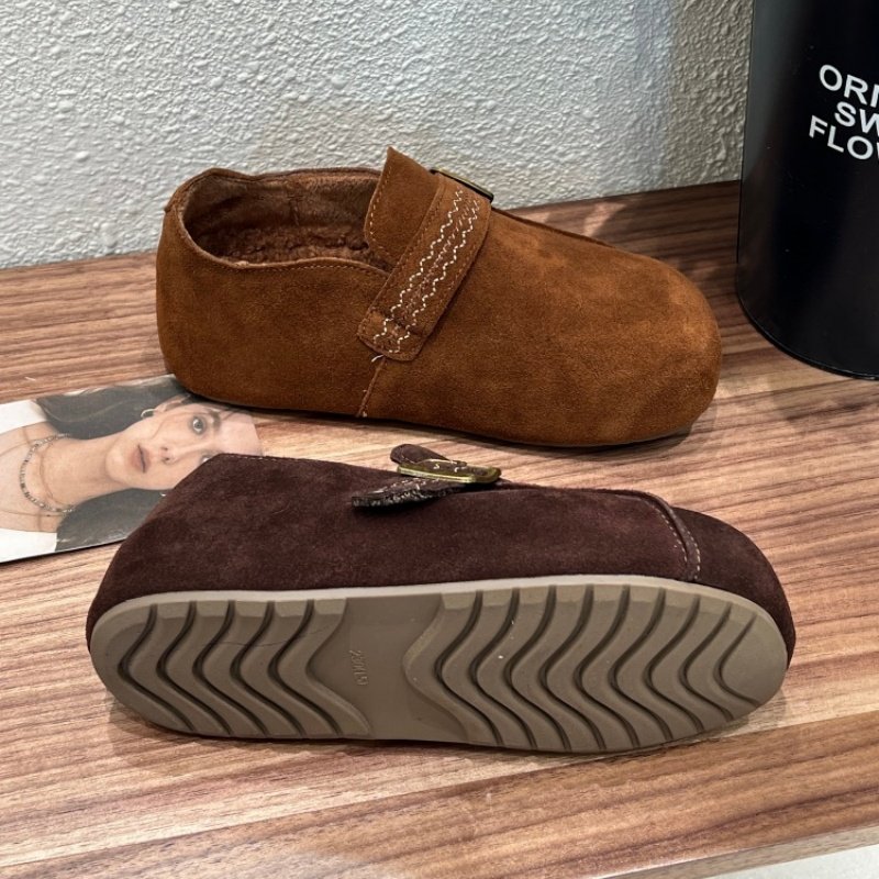 2025秋冬款反绒皮勃肯鞋女加绒磨砂保暖软底休闲金属扣带平底鞋女,淘宝优惠券,粉丝福利购,淘宝优惠卷