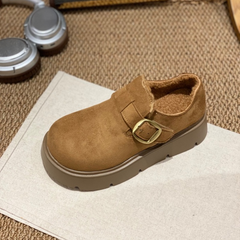 反绒皮勃肯鞋女2025新款厚底圆头皮带扣一脚蹬休闲舒适轻便单鞋女 - 图3