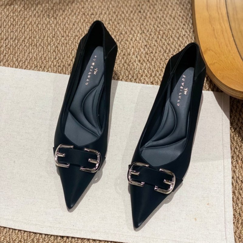 2026春季爆款法式尖头玛丽珍鞋女深口黑色金属扣粗跟百搭气质单鞋,淘宝优惠券,粉丝福利购,淘宝优惠卷